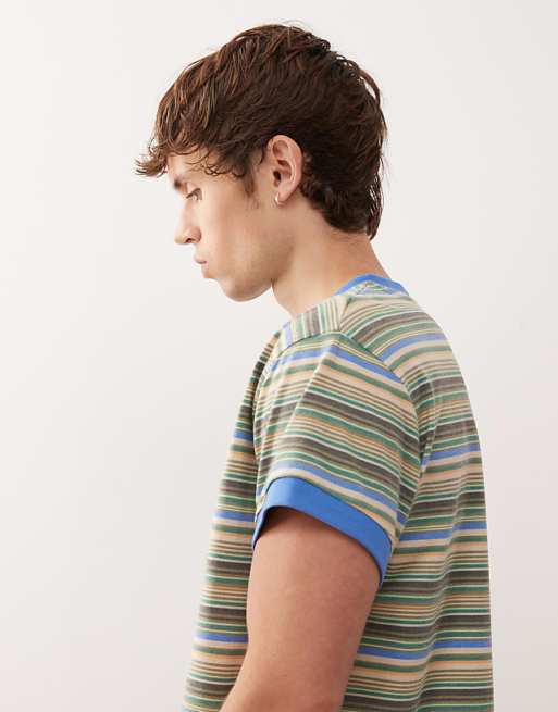 Reclaimed Vintage Boxy Ringer Tee In Mixed Stripe