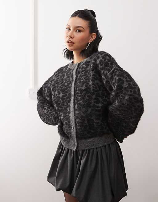 Reclaimed Vintage brushed cardigan in leopard print