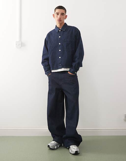 Reclaimed Vintage co-ord in blue pinstripe