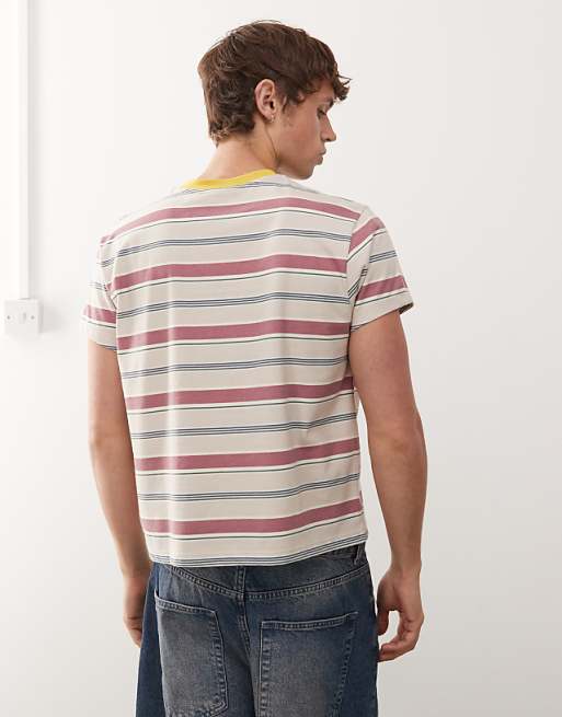 Reclaimed Vintage Cropped Boxy Ringer Tshirt In Mixed Stripe