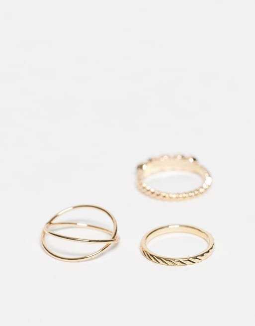 Reclaimed Vintage Dainty Profile Stacking 3 Pack Ring Set In Gold