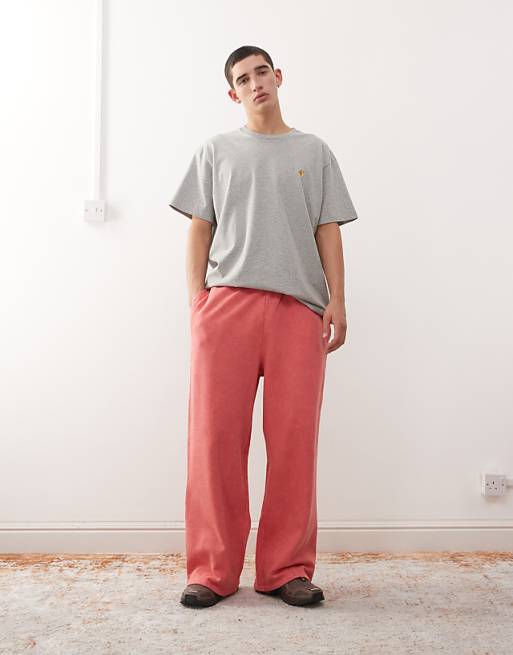 Reclaimed Vintage Heavyweight Wide Leg Jogger In Washed Red