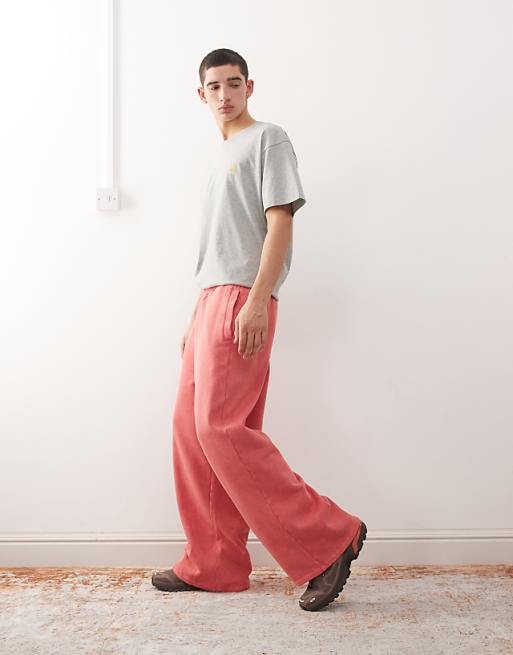Reclaimed Vintage Heavyweight Wide Leg Jogger In Washed Red