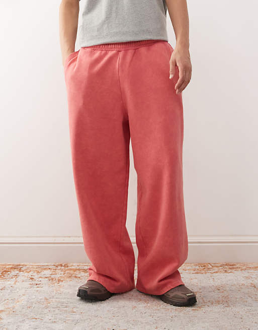Reclaimed Vintage heavyweight wide leg jogger in washed red