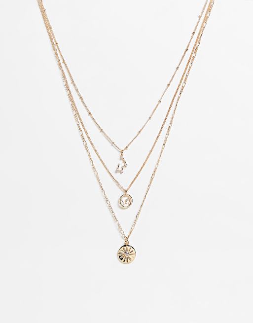 Reclaimed Vintage inspired constellation star multirow necklace