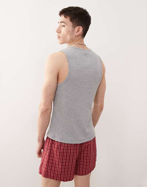 Reclaimed Vintage Jersey Ribbed Vest In Grey Marl