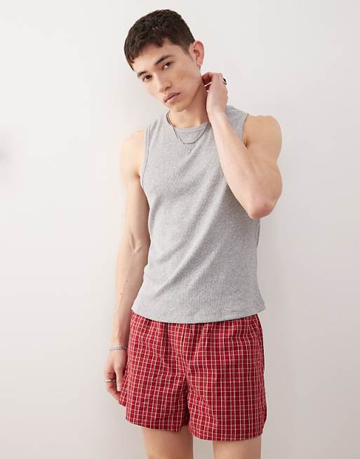 Reclaimed Vintage jersey ribbed vest in grey marl