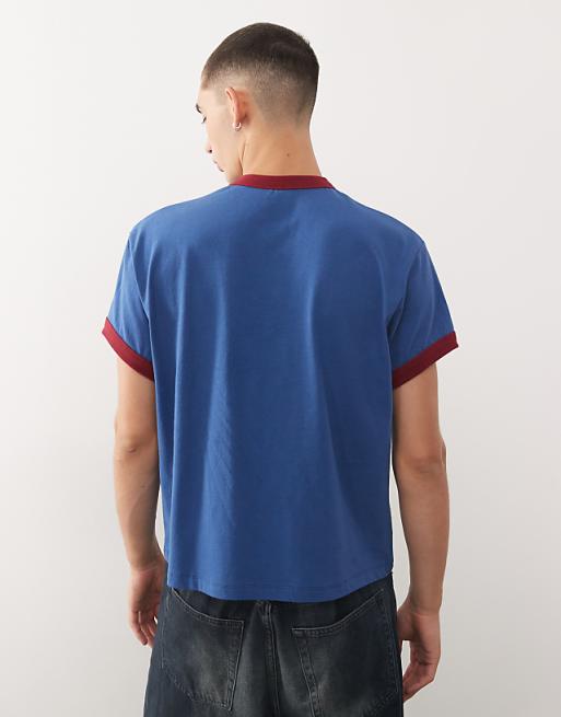 Reclaimed Vintage Led Zeppelin Licensed Ringer T-shirt In Navy With Contrast Red Binding