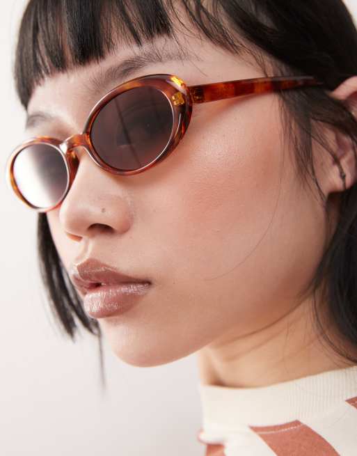Reclaimed Vintage Oval Sunglasses In Orange Tortoiseshell