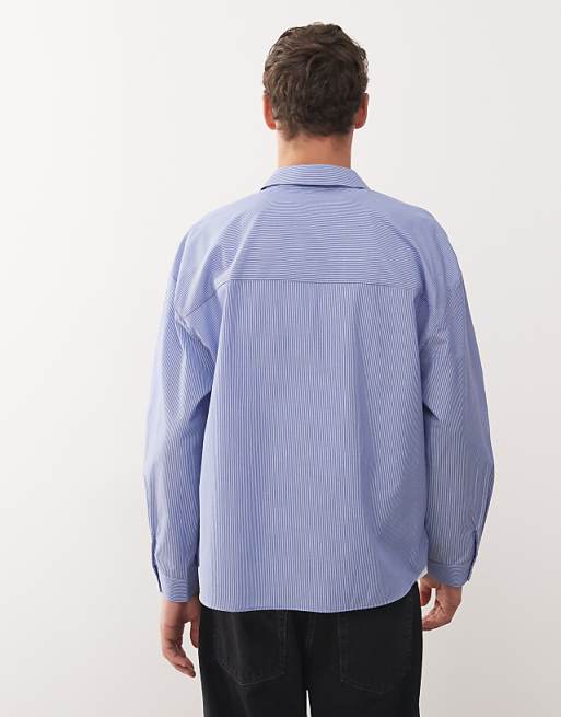 Reclaimed Vintage Oversized Long Sleeve Relaxed Fit Shirt In Blue Pinstripe