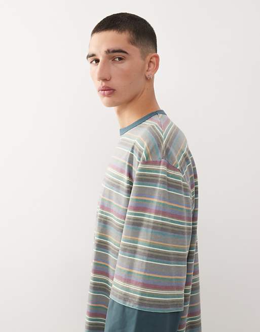 Reclaimed Vintage Oversized T-shirt With Double Layer Long Sleeve In Mixed Stripe