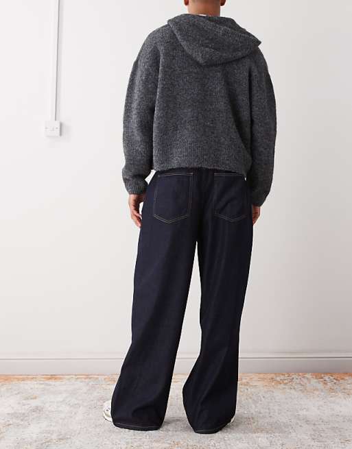 Reclaimed Vintage Puddle Denim Jean With Front Darts In Indigo Wash