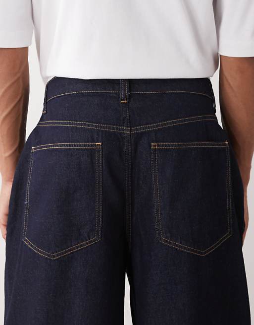 Reclaimed Vintage Puddle Denim Jean With Front Darts In Indigo Wash