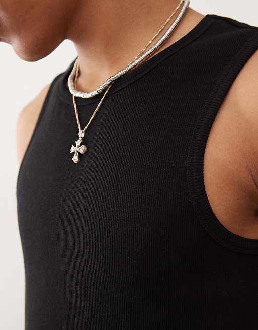 Reclaimed Vintage Ribbed Racer Vest In Black