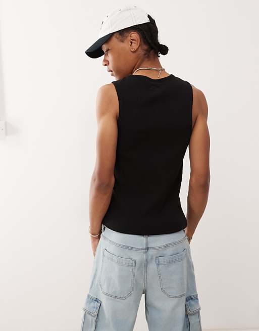 Reclaimed Vintage Ribbed Racer Vest In Black