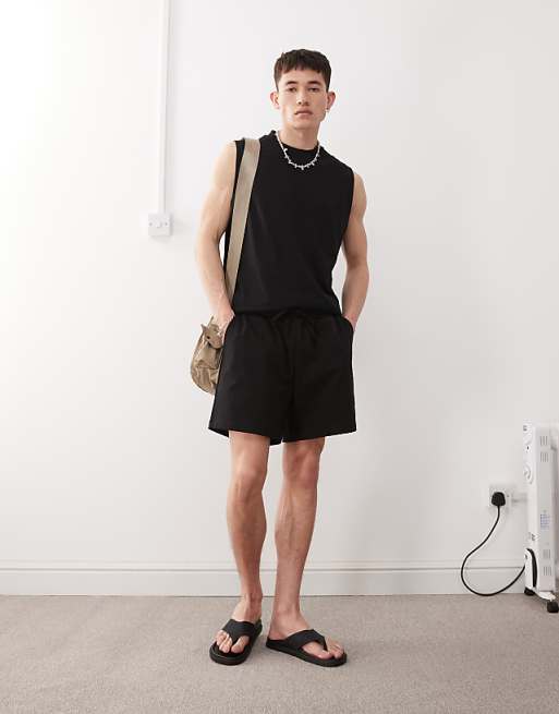 Reclaimed Vintage Shorter Length Jersey Shorts In Black