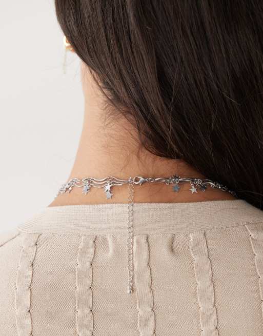 Reclaimed Vintage Silver Star Chain Layered Long Necklace In Silver