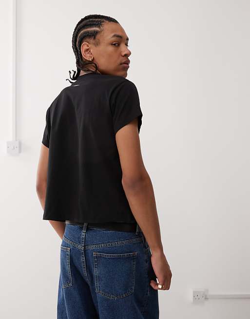 Reclaimed Vintage Slim Crop Boxy T-shirt In Black