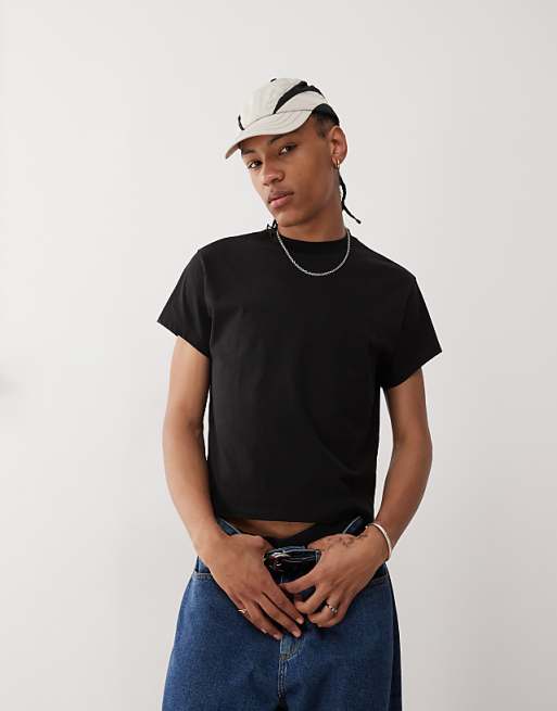 Reclaimed Vintage Slim Crop Boxy T-shirt In Black