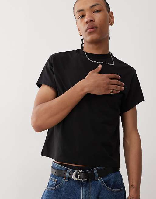 Reclaimed Vintage slim crop boxy t-shirt in black