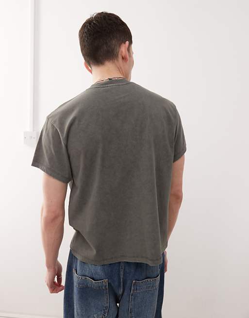 Reclaimed Vintage Slim Cropped Boxy T-shirt In Khaki