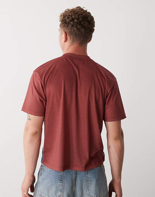 Reclaimed Vintage Slim Cropped Boxy Tee With Union Jack Graphic In Red