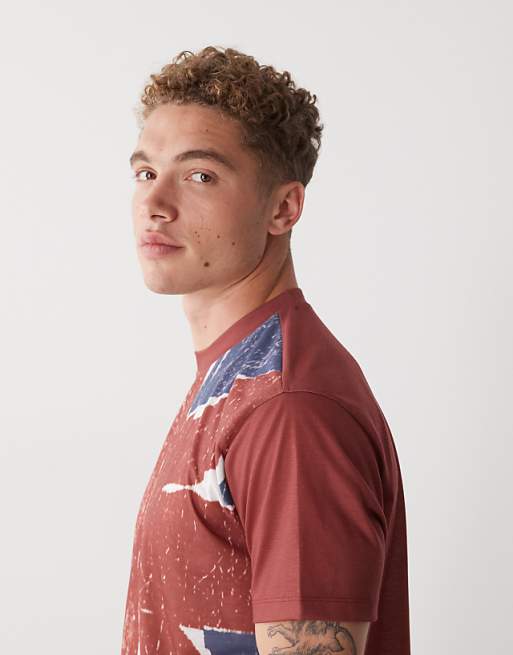 Reclaimed Vintage Slim Cropped Boxy Tee With Union Jack Graphic In Red