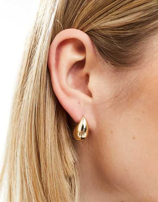 Reclaimed Vintage Teardrop Chubby Hoops In Gold