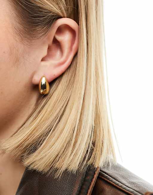 Reclaimed Vintage Teardrop Chubby Hoops In Gold
