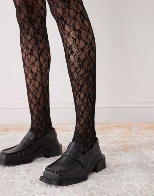Reclaimed Vintage Thigh High Lace Socks In Black