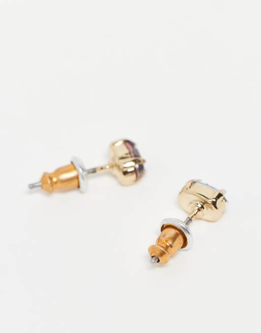 Reclaimed Vintage Unisex 3 Stud Earring Pack In Blue Red And Green