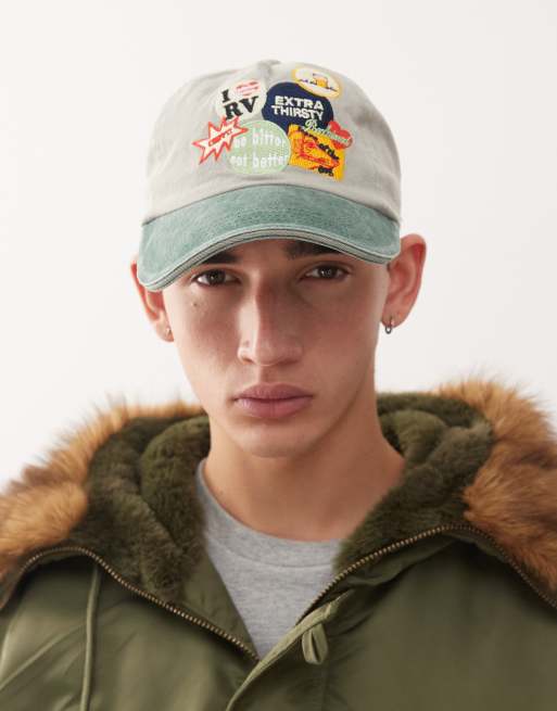 Reclaimed Vintage Unisex Cap With Badges In Washed Green