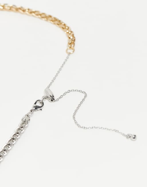 Reclaimed Vintage Unisex Chain Necklace In Mixed Gold And Silver