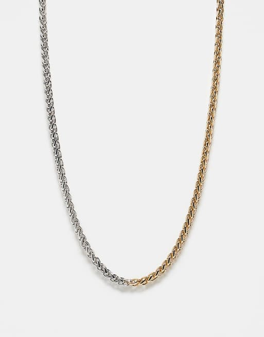 Reclaimed Vintage unisex chain necklace in mixed gold and silver