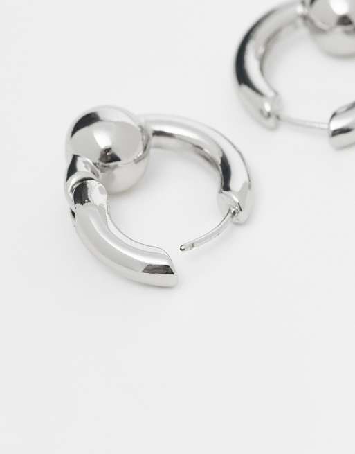 Reclaimed Vintage Unisex Hoop Earrings In Silver