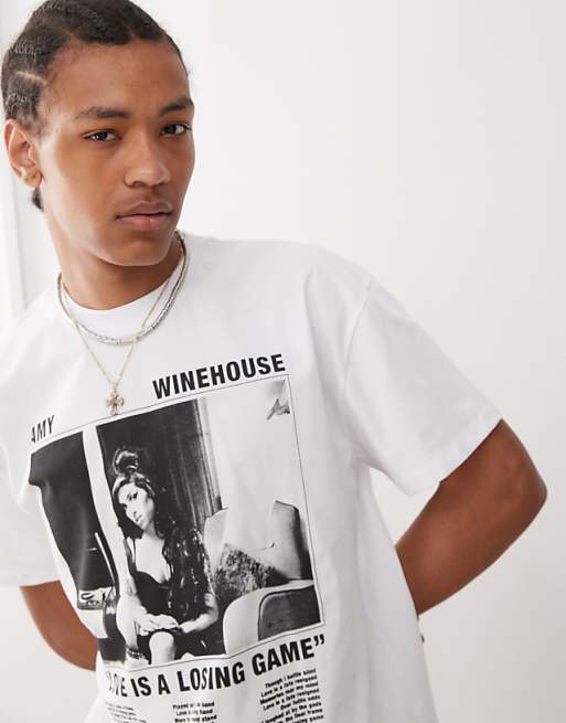 Reclaimed Vintage Unisex Licensed Amy Winehouse T-shirt In White