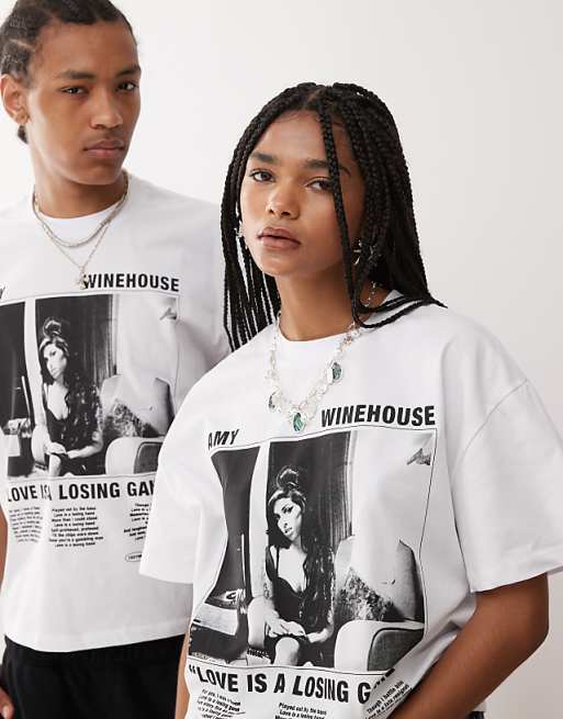 Reclaimed Vintage unisex licensed Amy Winehouse t-shirt in white