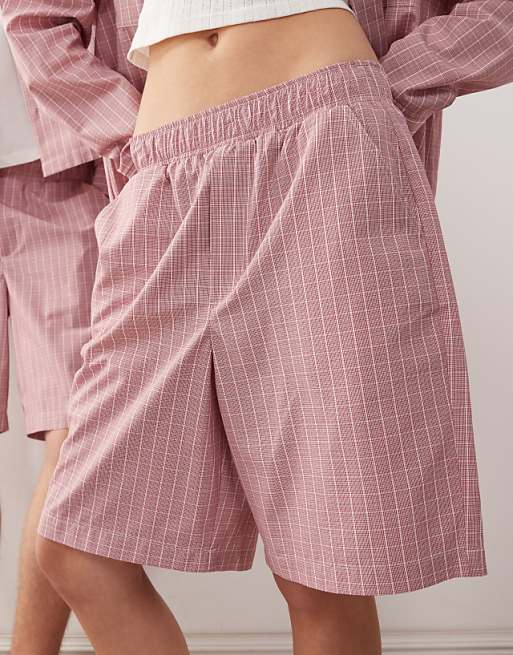 Reclaimed Vintage Unisex Longline Short In Red Check Coord