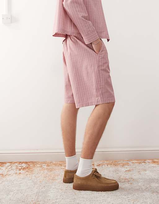 Reclaimed Vintage Unisex Longline Short In Red Check Coord