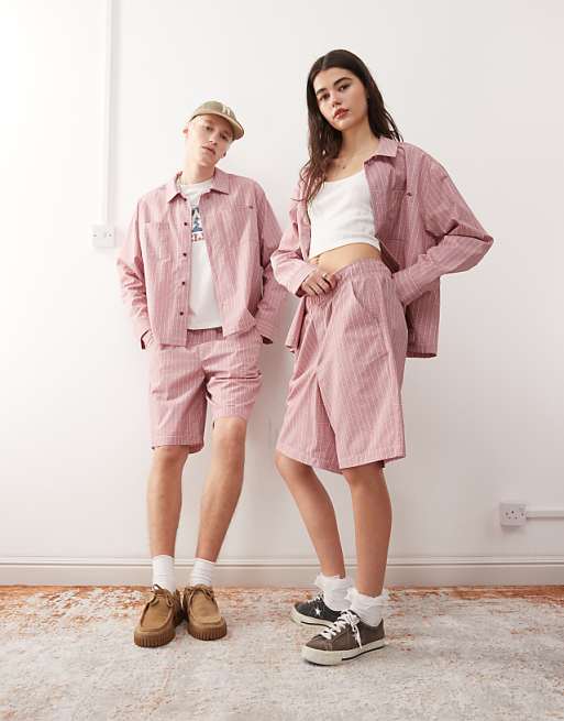 Reclaimed Vintage unisex longline short in red check coord