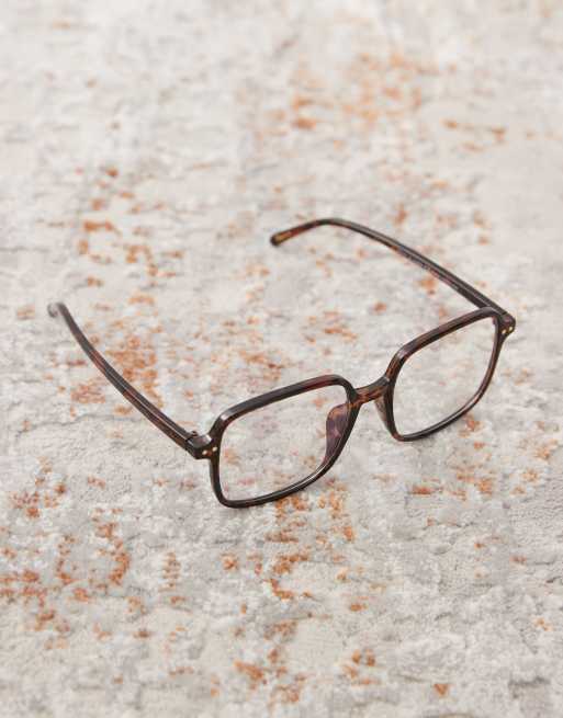 Reclaimed Vintage Unisex Oversized 70s Blue Light Glasses In Brown Tortoiseshell