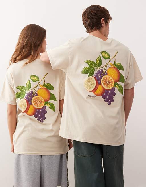 Reclaimed Vintage Unisex Oversized T-shirt With Fruit Graphic Print In Stone