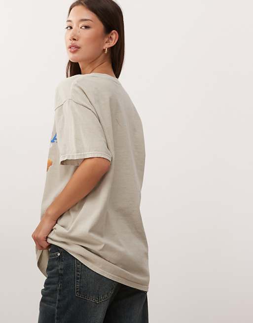 Reclaimed Vintage Unisex Oversized Tee With Food Graphic Print In Stone
