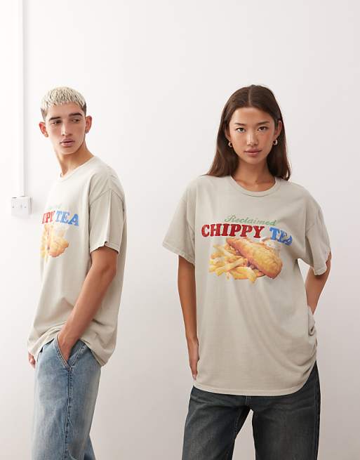 Reclaimed Vintage unisex oversized tee with food graphic print in stone