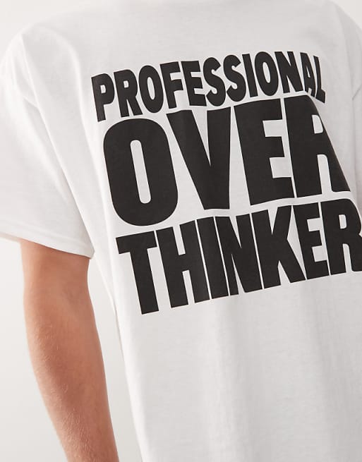 Reclaimed Vintage Unisex Professional Over Thinker Graphic T-shirt In White