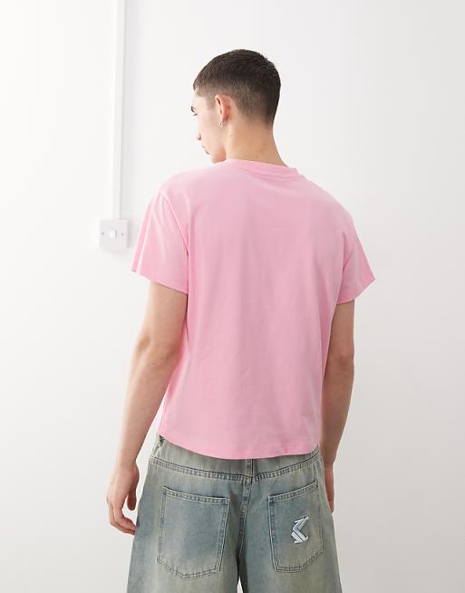 Reclaimed Vintage Unisex Slim Cropped Boxy T-shirt In Pink