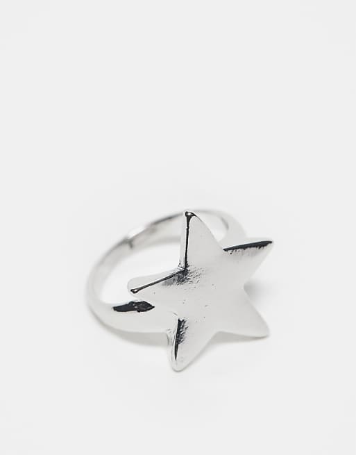 Reclaimed Vintage unisex star ring in silver