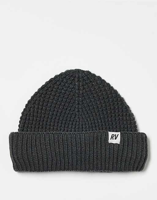 Reclaimed Vintage unisex waffle beanie in charcoal