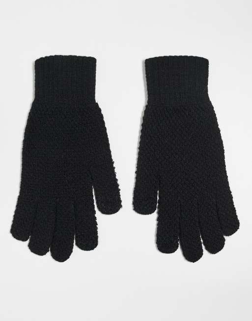 Reclaimed Vintage Unisex Waffle Gloves With Touchscreen In Black