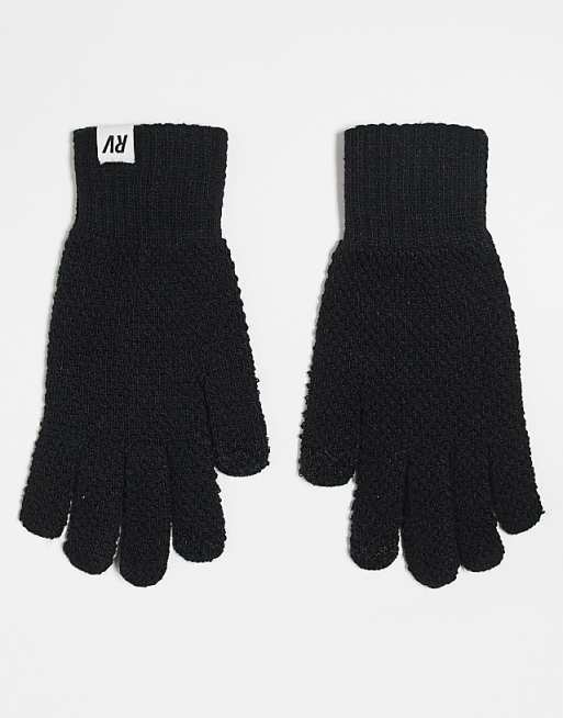 Reclaimed Vintage unisex waffle gloves with touchscreen in black